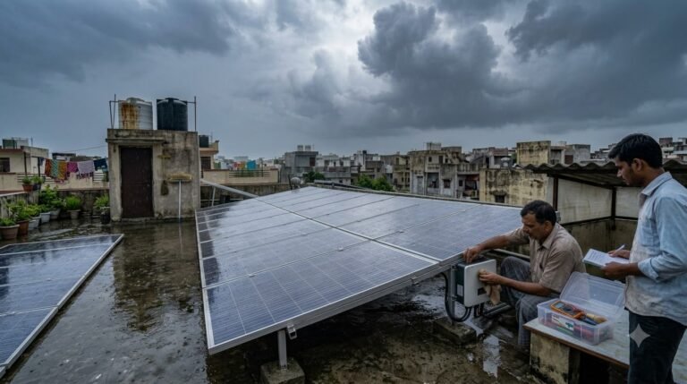 Solar Panels In Rain