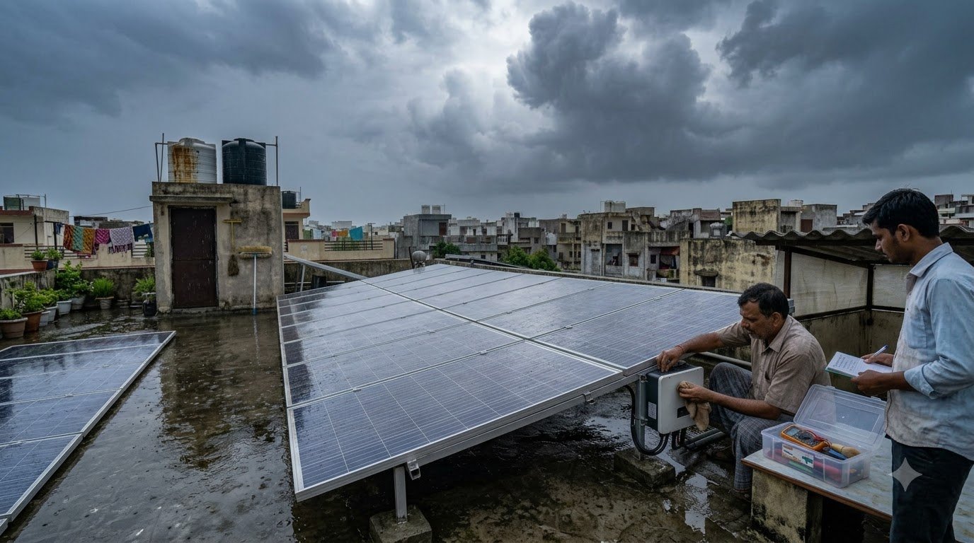Solar Panels In Rain